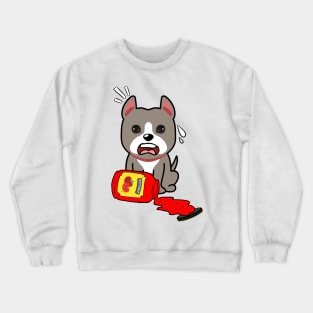 Funny grey dog spilled tomato ketchup Crewneck Sweatshirt